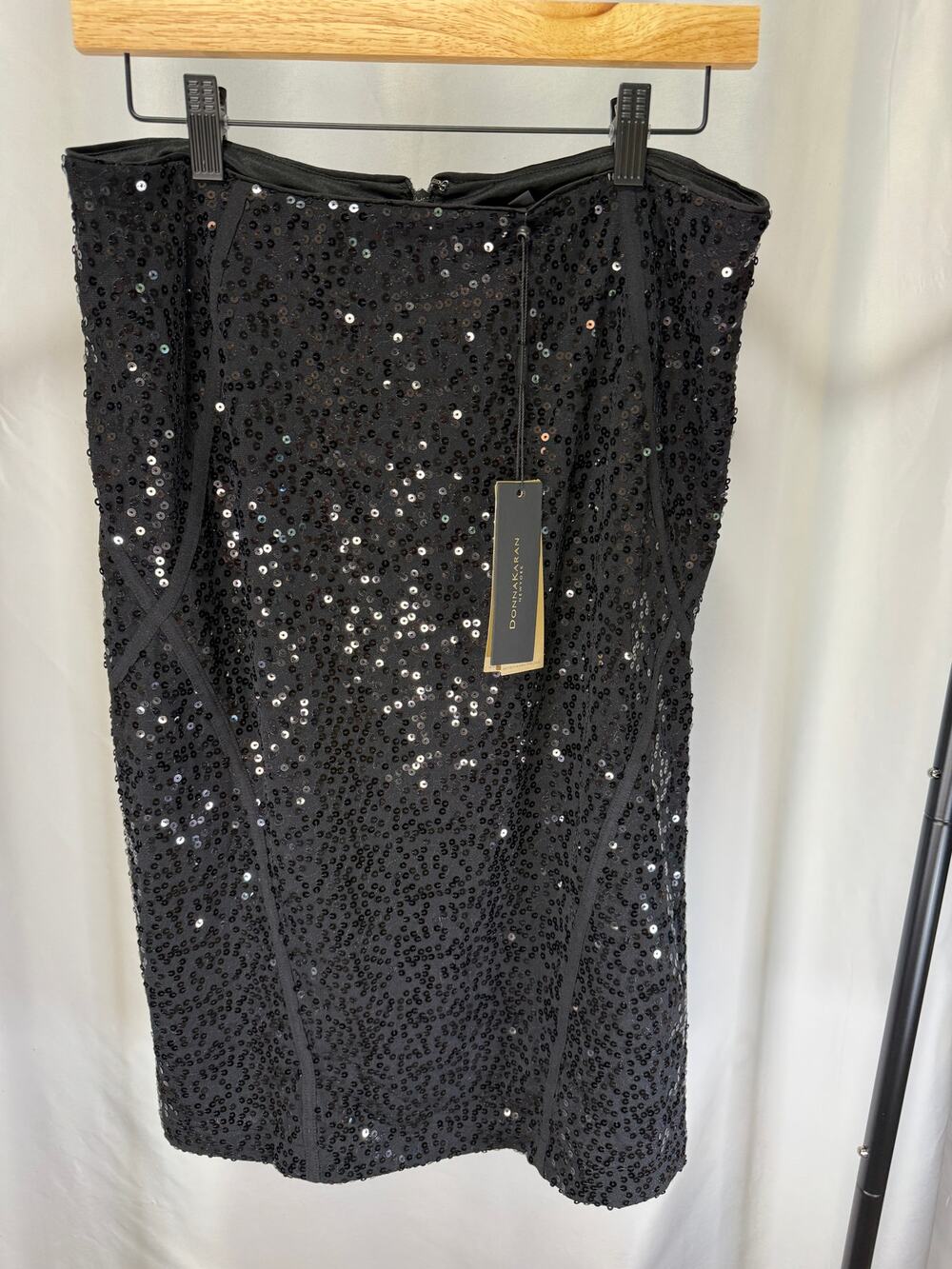 Donna Karan New York Women’s 12 Black Sequin Midi Pencil Skirt NWT Evening Party